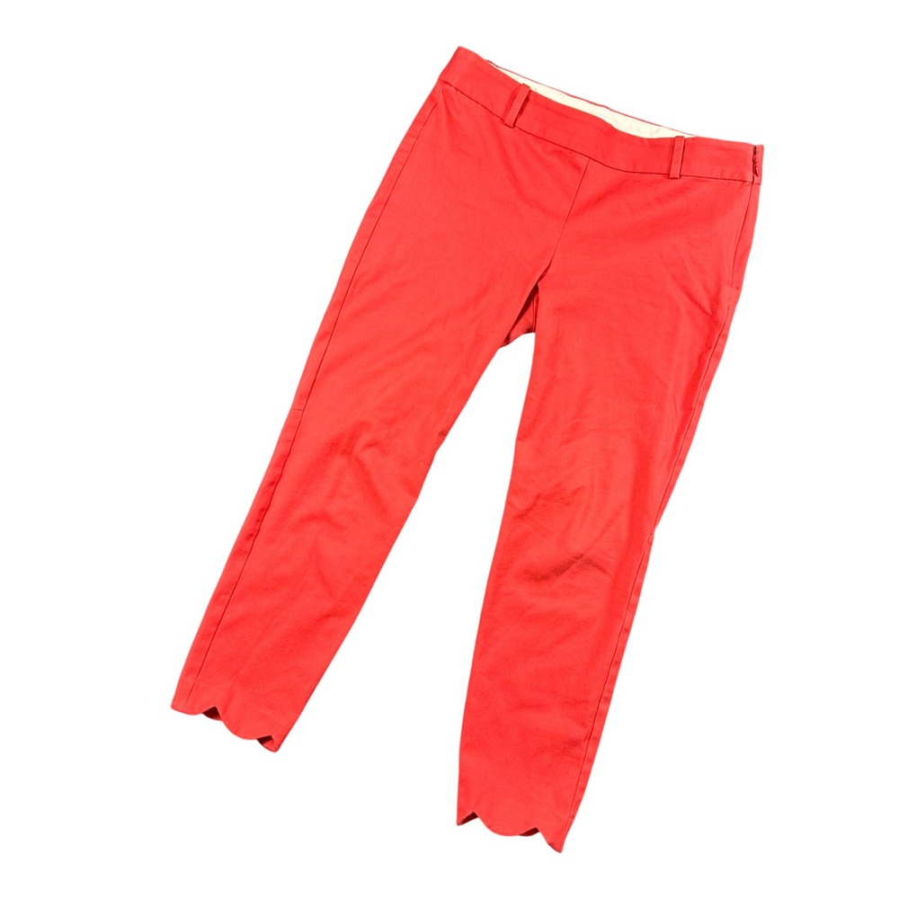 J. by J.Crew Coral Scallop Hem Cropped Pants Women's‎ 8 Quiet Luxury Chic